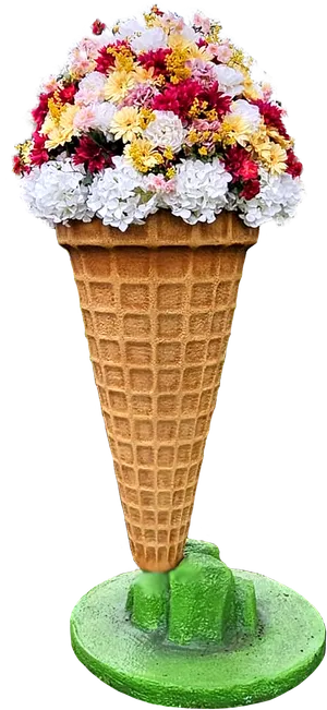 Cornet inghetata decorat flori