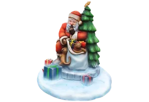 Scenery Santa & Dog