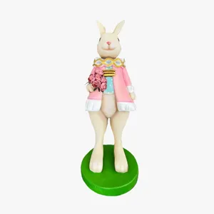 Figurina 1,8m Iepure elegant cu flori 