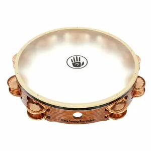 Pandero SoundArt Serie de 10  Doble Fila con Cascabeles de Bronce Fósforo con Parche de Becerro Black Swamp TD2 