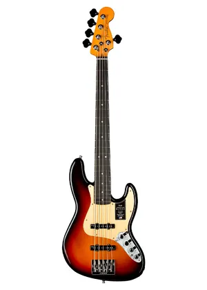 Bajo de 5 Cuerdas Fender American Ultra II Jazz V con Diapasón de Ébano - Ultraburst con Strap y Estuche Rígido Fender 