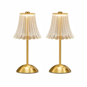 LED Crystal and Gold Table Touch Lamps (2)