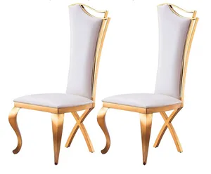 Faux Leather White and Gold Sleek Dining Chair