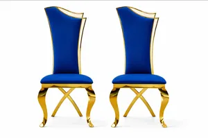 Blue Luxe Dining Chair with Gold Frame