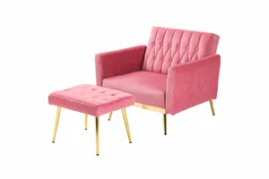 Rose Velvet Chair & Ottoman