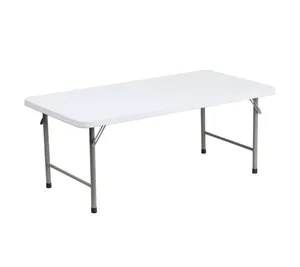 24''W X 48''L X 19''H  Kids Plastic White Folding Table 