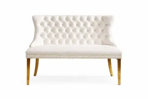 White and Gold Highback Bench