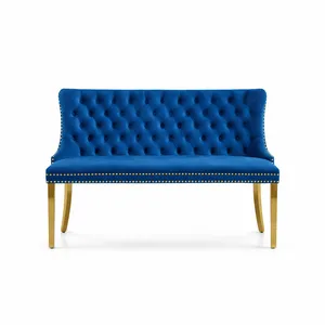  Blue Velvet Nail Head Sofa 
