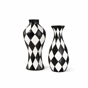 Black Checkered Vase