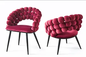 Velvet Fuchsia Puffy Bubble Dining Chair