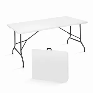 Foldable White Plastic Rectangle Table
