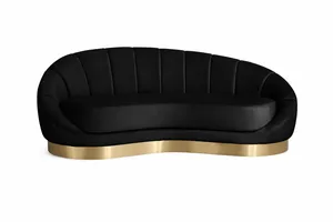 Black Velvet Curved Loveseat