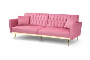 Tufted Rose Velvet Loveseat