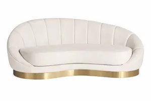 Cream Velvet Curved Loveseat