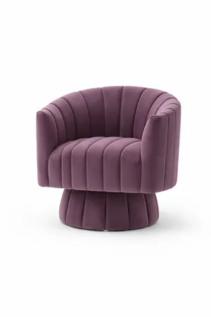 Curved Pedestal Base Velvet Swivel Chair 