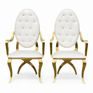 White and Gold Oval Throne Chair Set