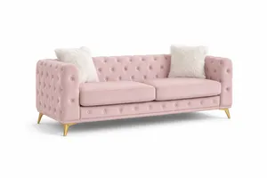 Pink Velvet Tufted Sofa