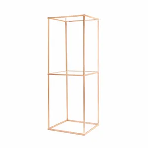 Tall 2-layer Gold Pedestal Centerpiece 