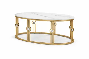 Gold Coffee Table with Marble Top