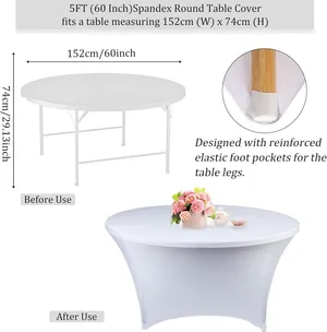 (1) 5ft White Tablecloth 