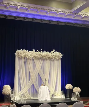 White Rose & White Cherry Blossom with Drapery 8x8ft
