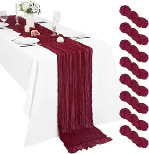 Burgundy Cheesecloth Table Runner