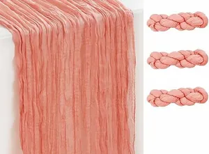 Coral Cheesecloth Table Runner