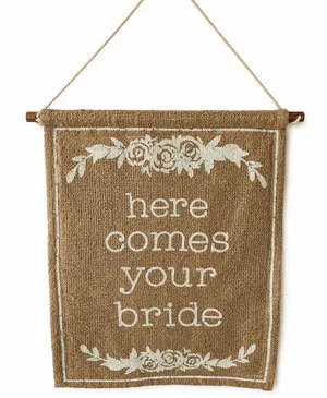 Here Comes Your Bride Burlap Banner
