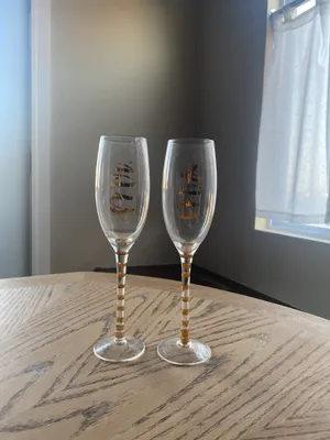 Mr. and Mrs. Gold Champagne Flutes
