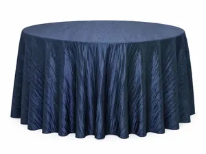 Navy Taffeta Crinkle Tablecloth 108