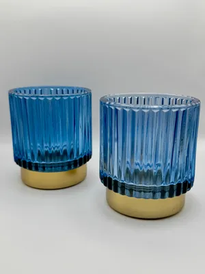 Blue & Gold Glass Votives