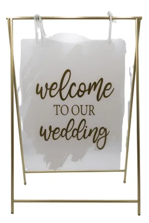 Welcome To Our Wedding Sign (White & Gold)