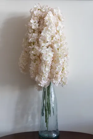Large Glass Vase w/ Hydrangeas