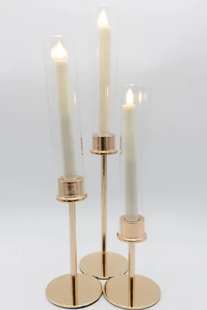 Gold Candle Holder with Glass Cover