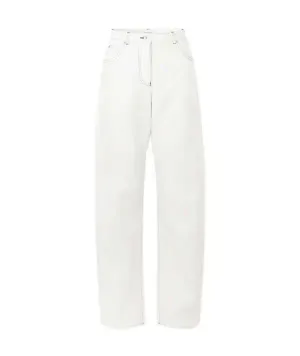 Ferragamo White with Black Trimming Barrel Leg Jeans