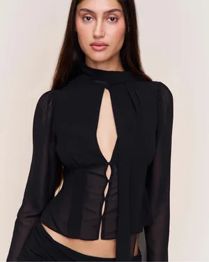 Danielle Guizio Ara Long Sleeve Top