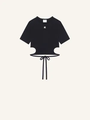 Courrèges Ribbon Cut Out Contrast T-Shirt