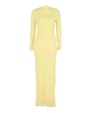 Givenchy Yellow Ruched Crepe Gown Dress