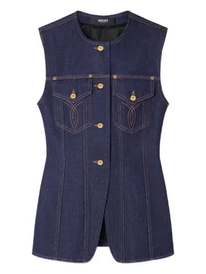 Versace Denim Fitted Vest Top