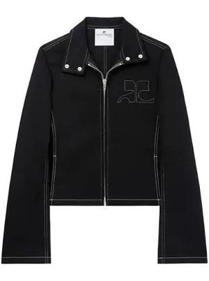 Courrèges Topstitched Denim Biker Jacket