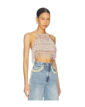 PatBo - Pearl Dust Embroidery Halter Top