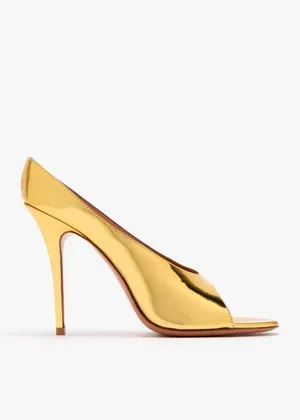 Amina Muaddi Anok Gold 105 Slippers