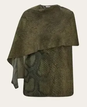 Ferragamo Python Print Silk Shirt with Cape details