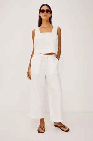 Rails Emmie Crop Bottoms in White Linen
