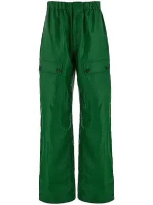 Ferragamo Wide Leg Green Cargo Trousers