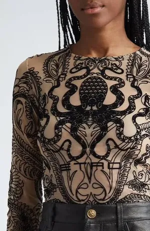 Etro Octopus Motif Sheer Top