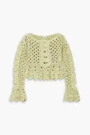 Etro Green Cropped Crochet Sweater