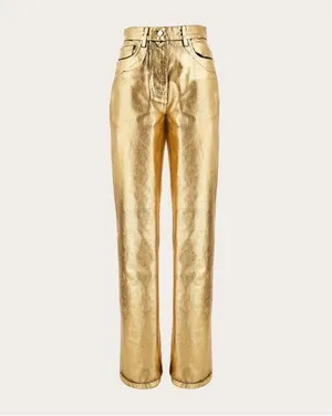 Ferragamo Gold Coated Jeans
