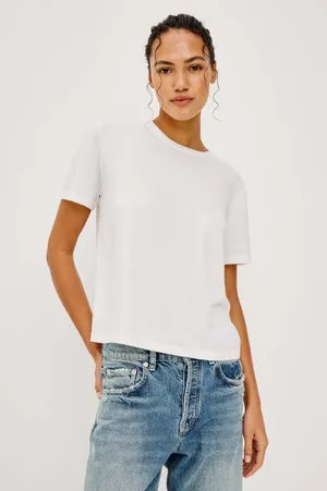 Rails Cotton Cashmere Short Sleeve Tee in White