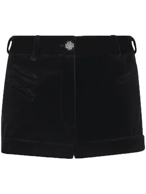 Etro High-rise cotton velvet micro short